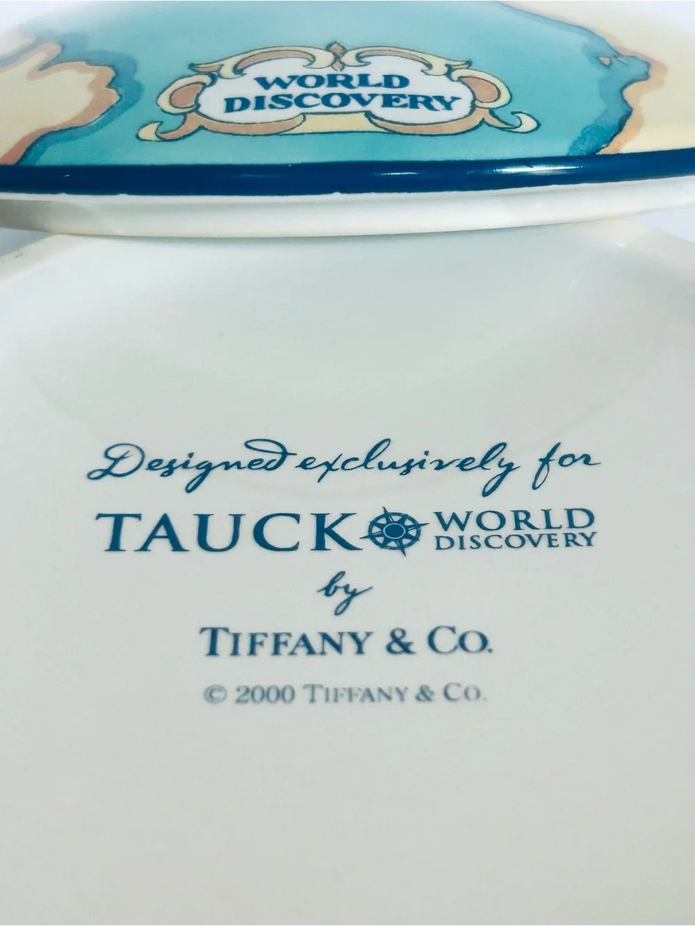 Tiffany & Co. Blue World Discovery Trinket Box with Bag and Tissue 2000